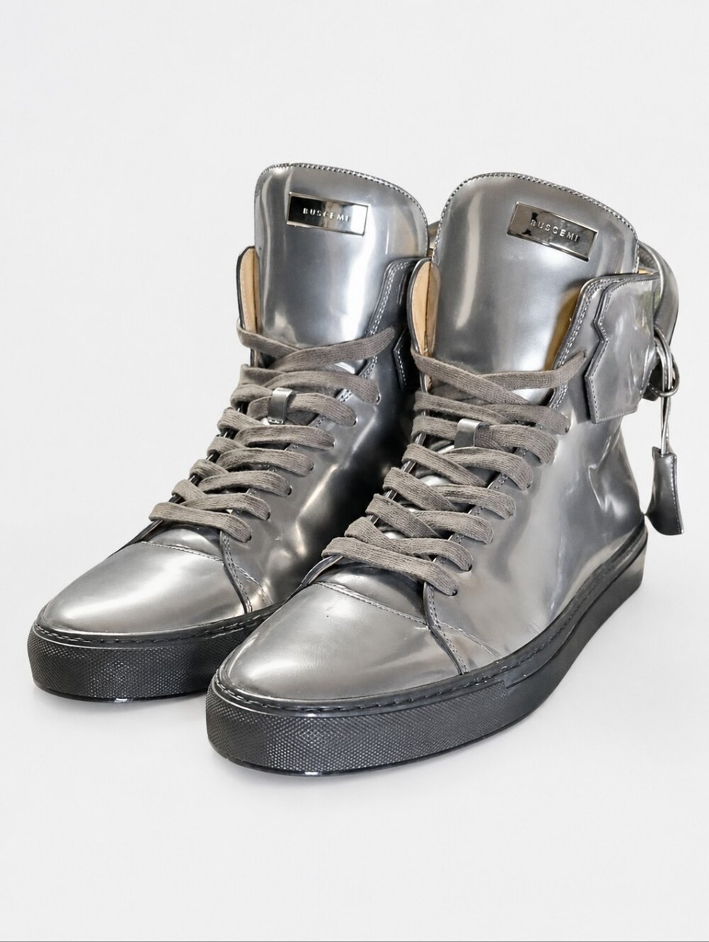 BUSCEMI | 125mm Metallic Silver High-Top Sneakers – EU 45 / US 12 - Picture 2 of 10